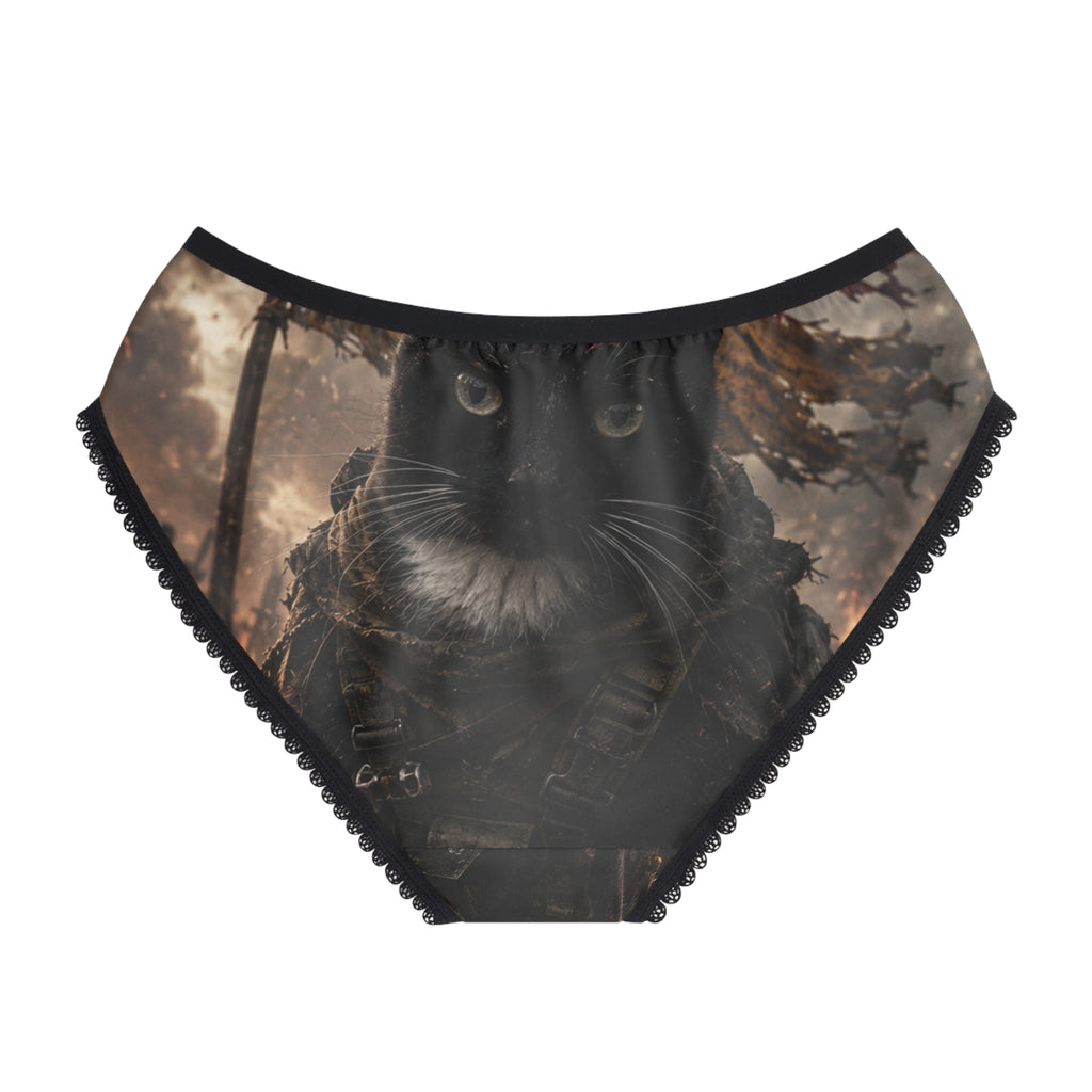 Cat Portrait Women's Briefs — Vintage Forest Black Cat Print