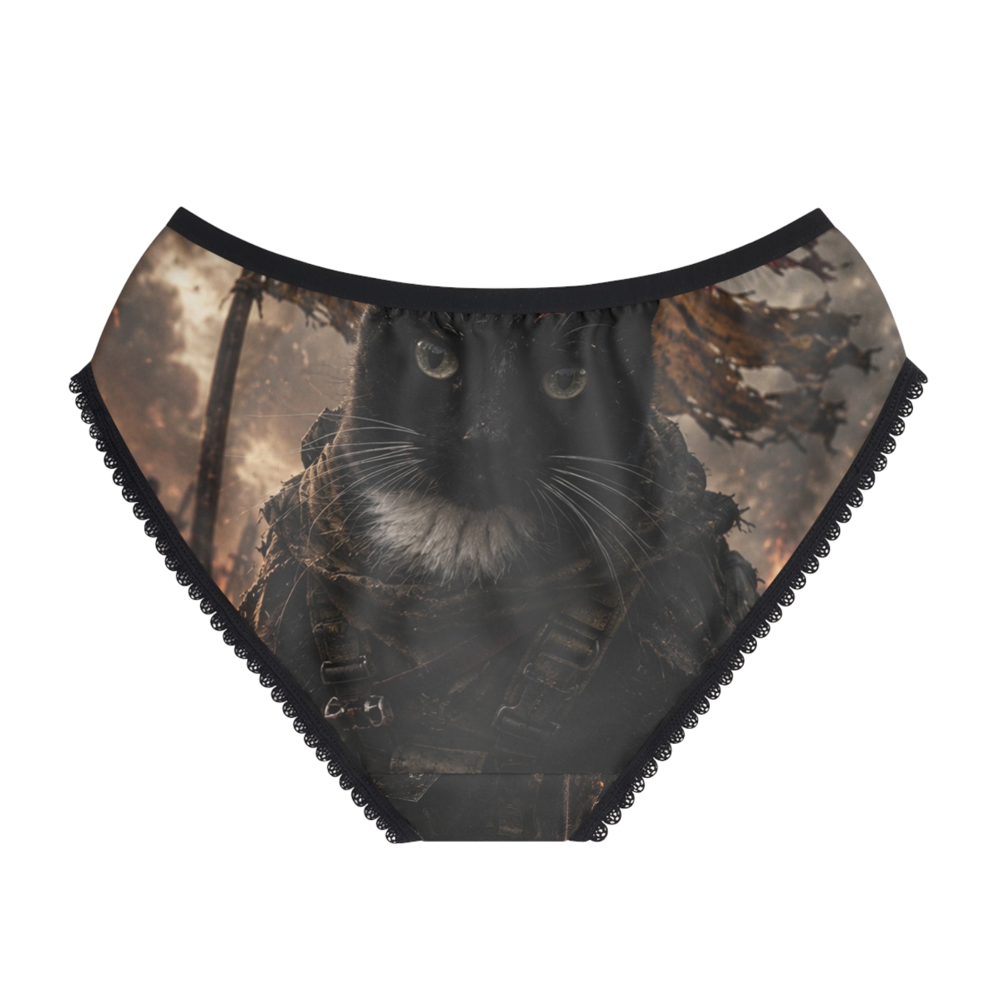 Cat Portrait Women's Briefs — Vintage Forest Black Cat Print